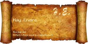 Hay Endre névjegykártya